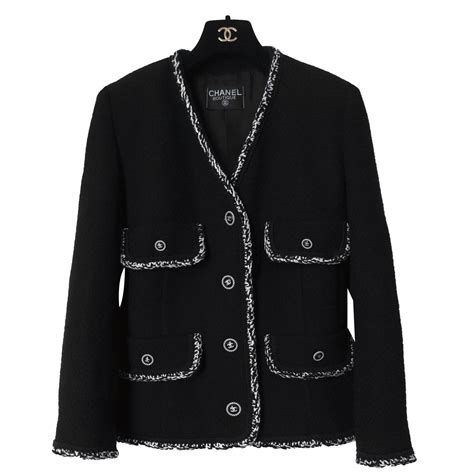 veste noire chanel|luxury Chanel jackets.